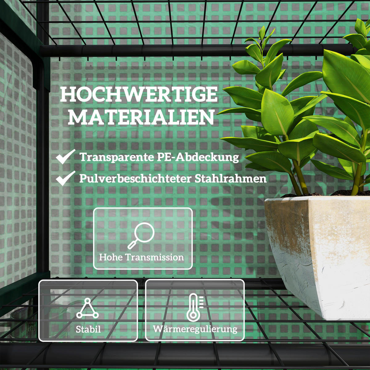 Outsunny Gartenabfallsack B/H/L: ca. 49x193x69 cm Gewächshaus - grün (69,00/49,00/193,00cm) - Outsunny