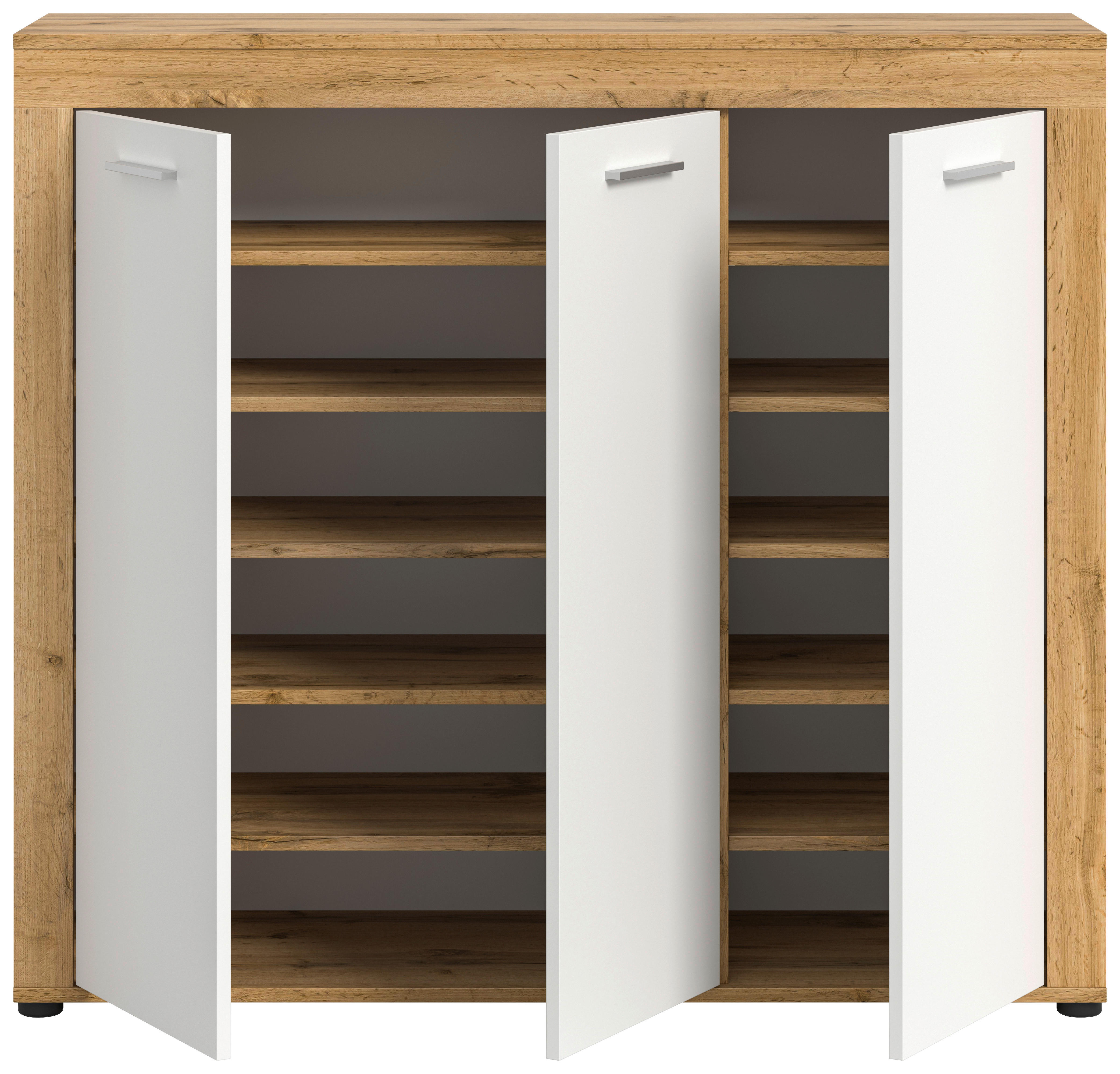 Thumbnail - Schuhschrank JAM Eiche Wotan Nachbildung weiß B/H/T: ca. 120x108x37 cm