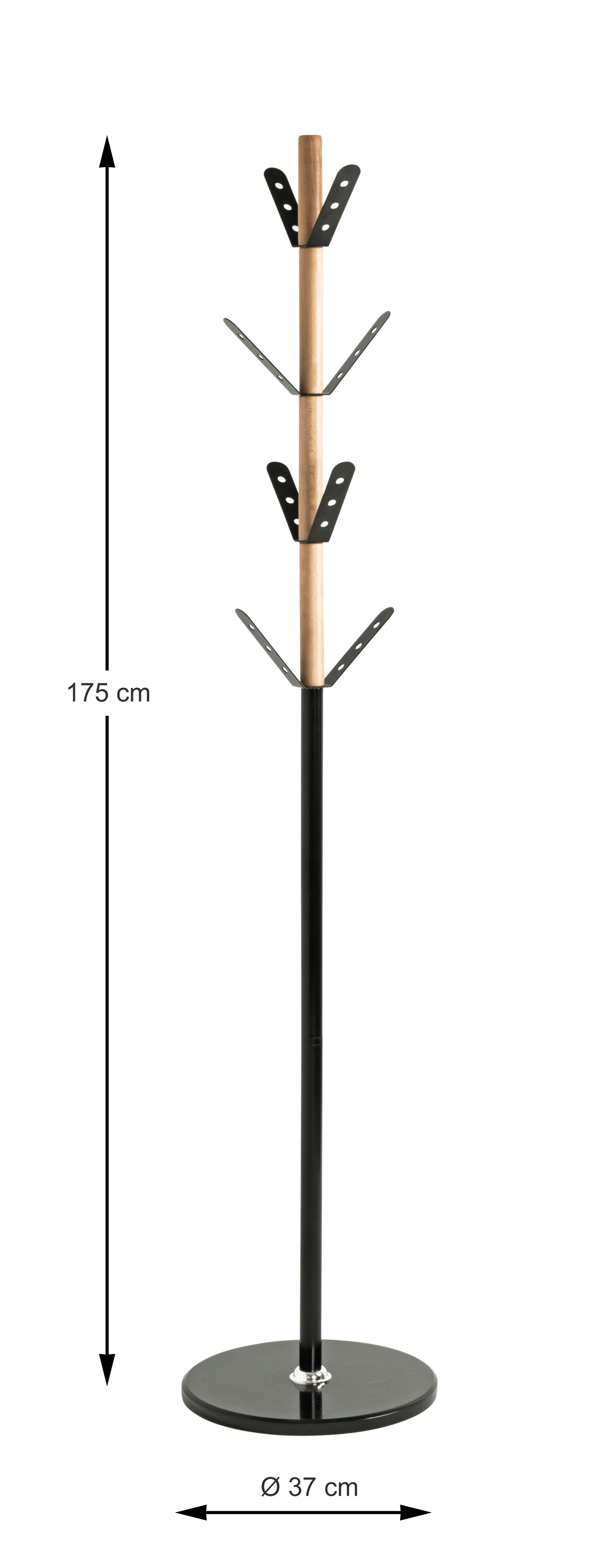 Garderobenständer  natur schwarz H/D: ca. 179x37 cm Bernie_Garderobenständer 54593 - natur/schwarz (37,00/179,00cm)
