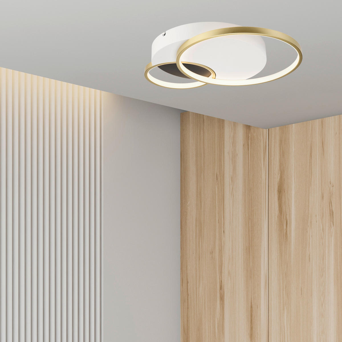 Lamkur LED-Deckenleuchte BENITO 50973 gold weiß Stahl PVC H/L: ca. 7x57 cm 3 Brennstellen Benito - gold/weiß (57,00cm) - Lamkur