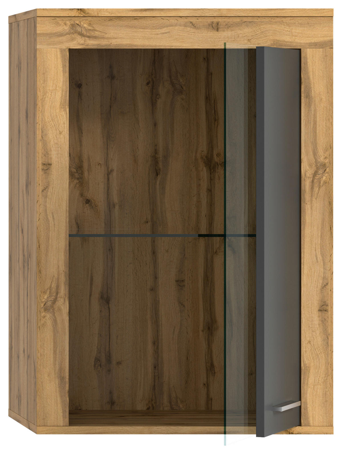Vitrine Jam Eiche Wotan Nachbildung grau B/H/T: ca. 60x86x35 cm Jam - Eiche/grau (60,00/86,00/35,00cm) - xonox.home