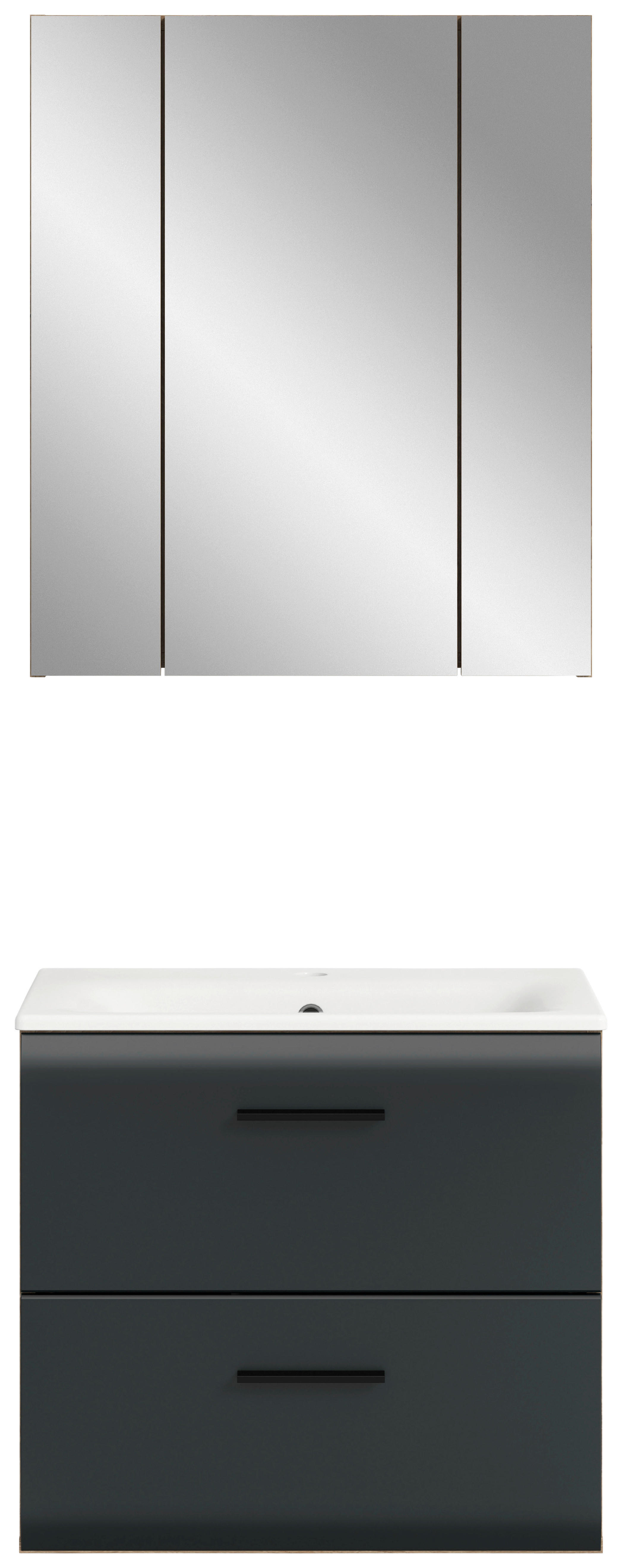 Badezimmer-Set Ice Nox Oak Nachbildung schwarz matt B/H/T: ca. 60x185x46 cm Ice - schwarz (60,00/185,00/46,00cm) - xonox.home