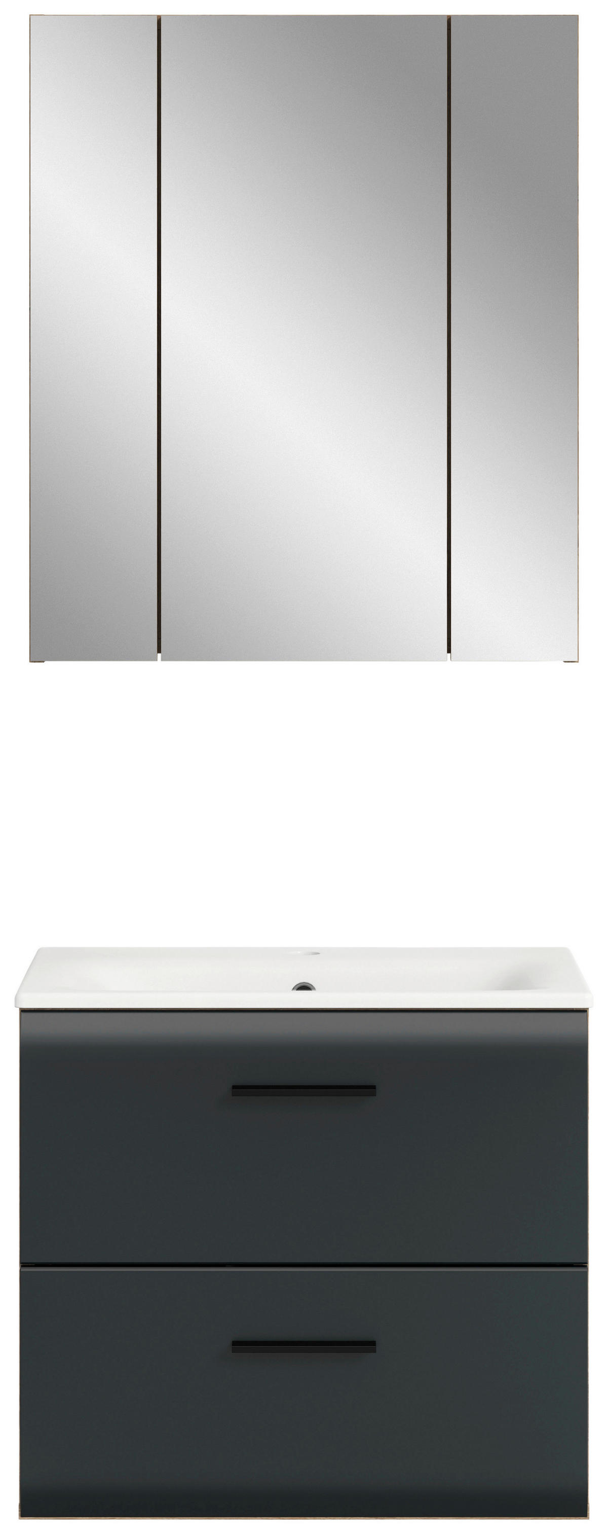 Badezimmer-Set Ice Nox Oak Nachbildung schwarz matt B/H/T: ca. 60x185x46 cm Ice - schwarz (60,00/185,00/46,00cm) - xonox.home