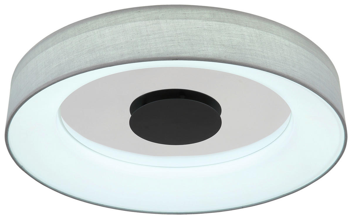 GLOBO LED-Deckenleuchte 48372-30 mattschwarz weiß grau Metall Textil H/D: ca. 9,8x46,8 cm TERPSA - weiß/mattschwarz (46,80/9,80cm) - GLOBO