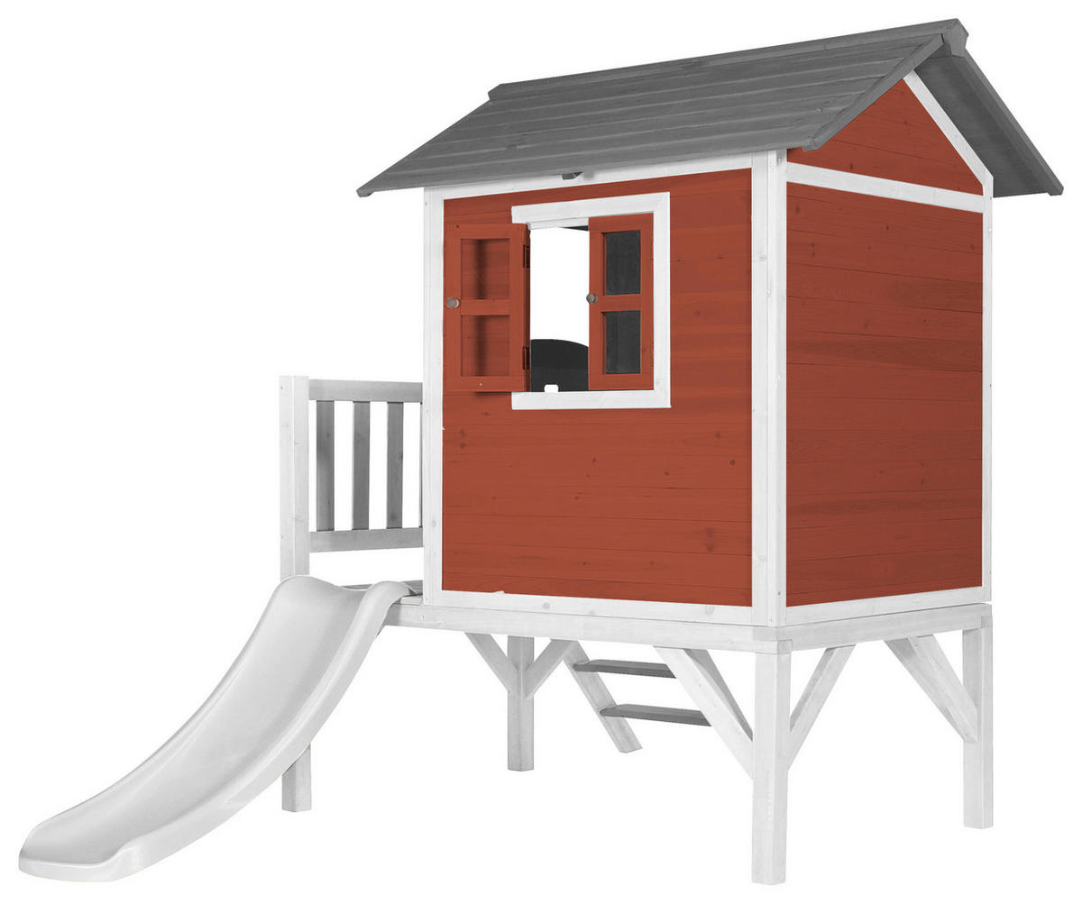 AXI Spielhaus Lodge XL rot B/H/L: ca. 240x189x167 cm Lodge XL - weiß/rot (167,00/240,00/189,00cm) - AXI