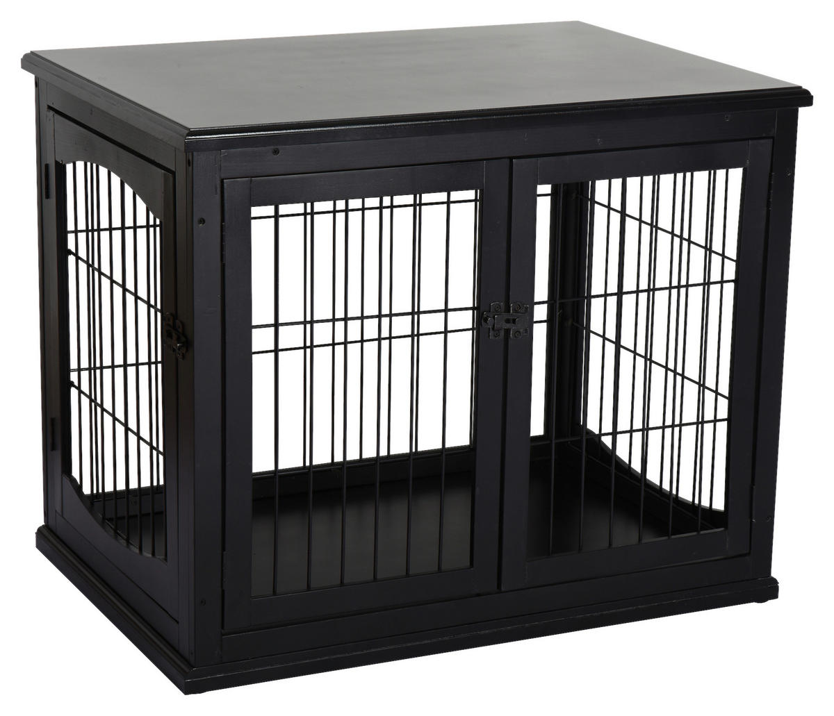 PawHut Hundekäfig schwarz MDF B/H/T: ca. 81x66x59 cm Hundekäfig - schwarz (81,00/66,00/59,00cm) - PawHut