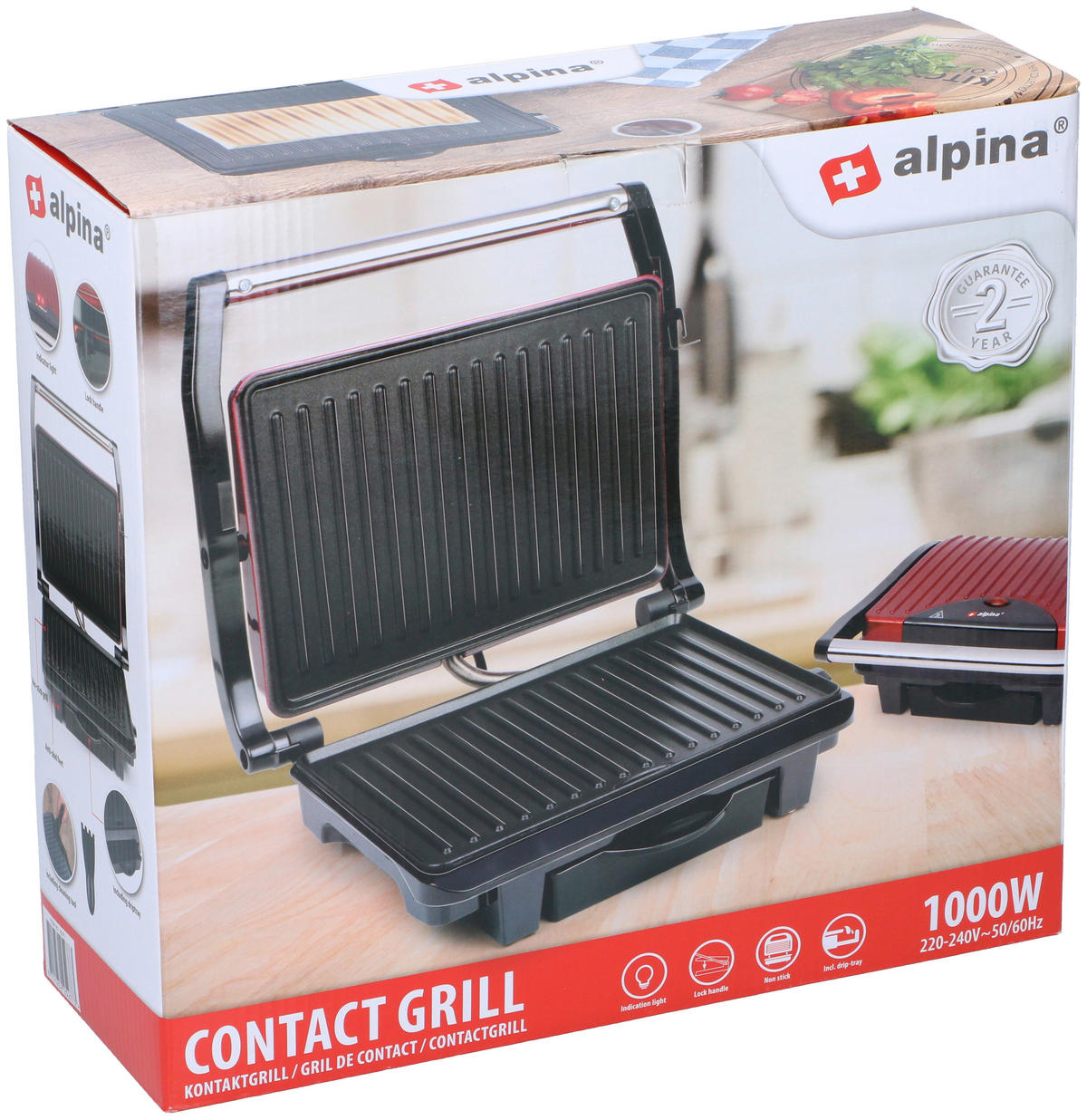 Kontaktgrill rot B/H/L: ca. 11,5x29,5x32,5 cm Kontaktgrill - rot/schwarz (32,50/11,50/29,50cm)