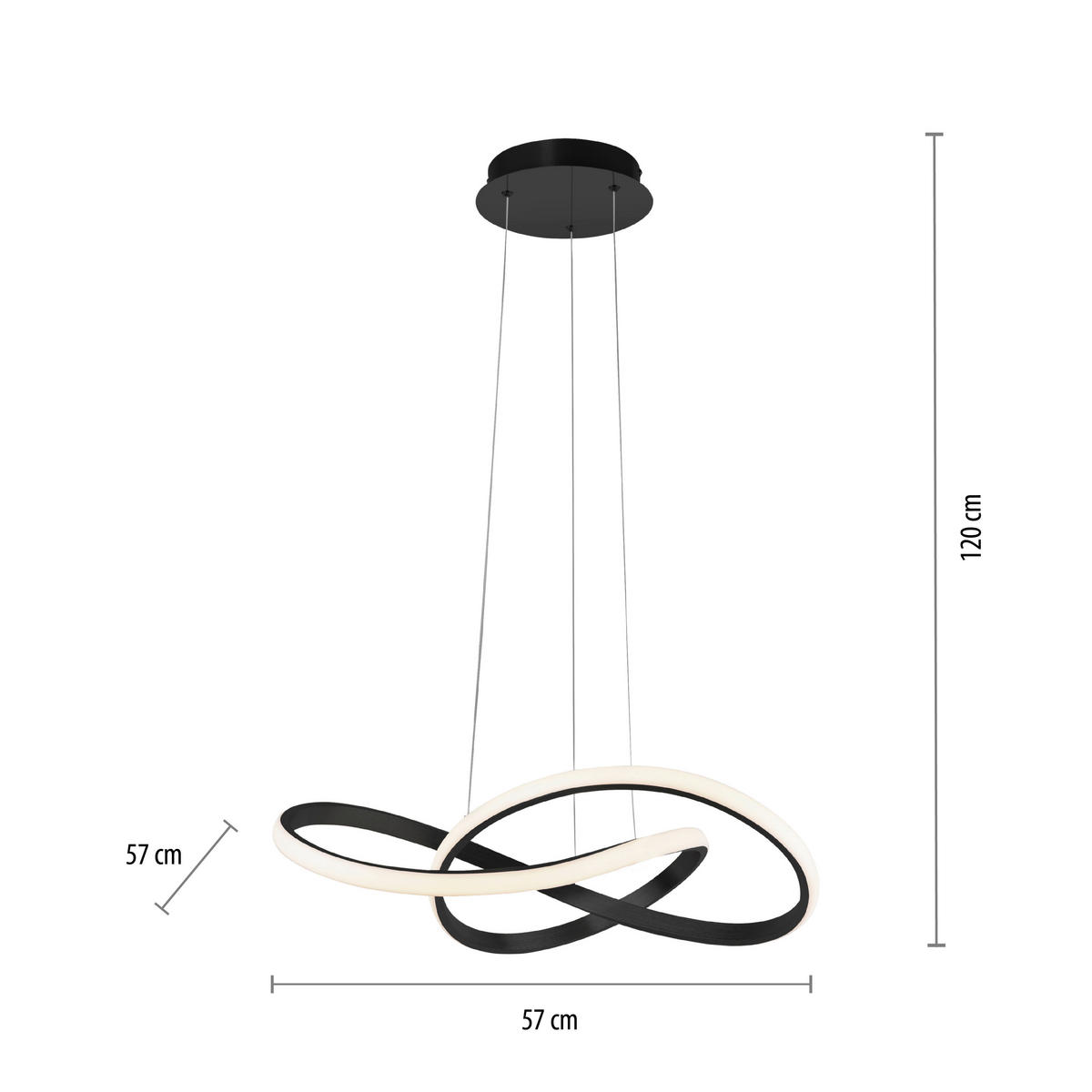 Just Light LED-Pendelleuchte MARIA 15402-18 schwarz Aluminium Gummi H/D: ca. 120x57 cm 1.0 Brennstellen MARIA - schwarz (57,00/120,00cm) - Just Light