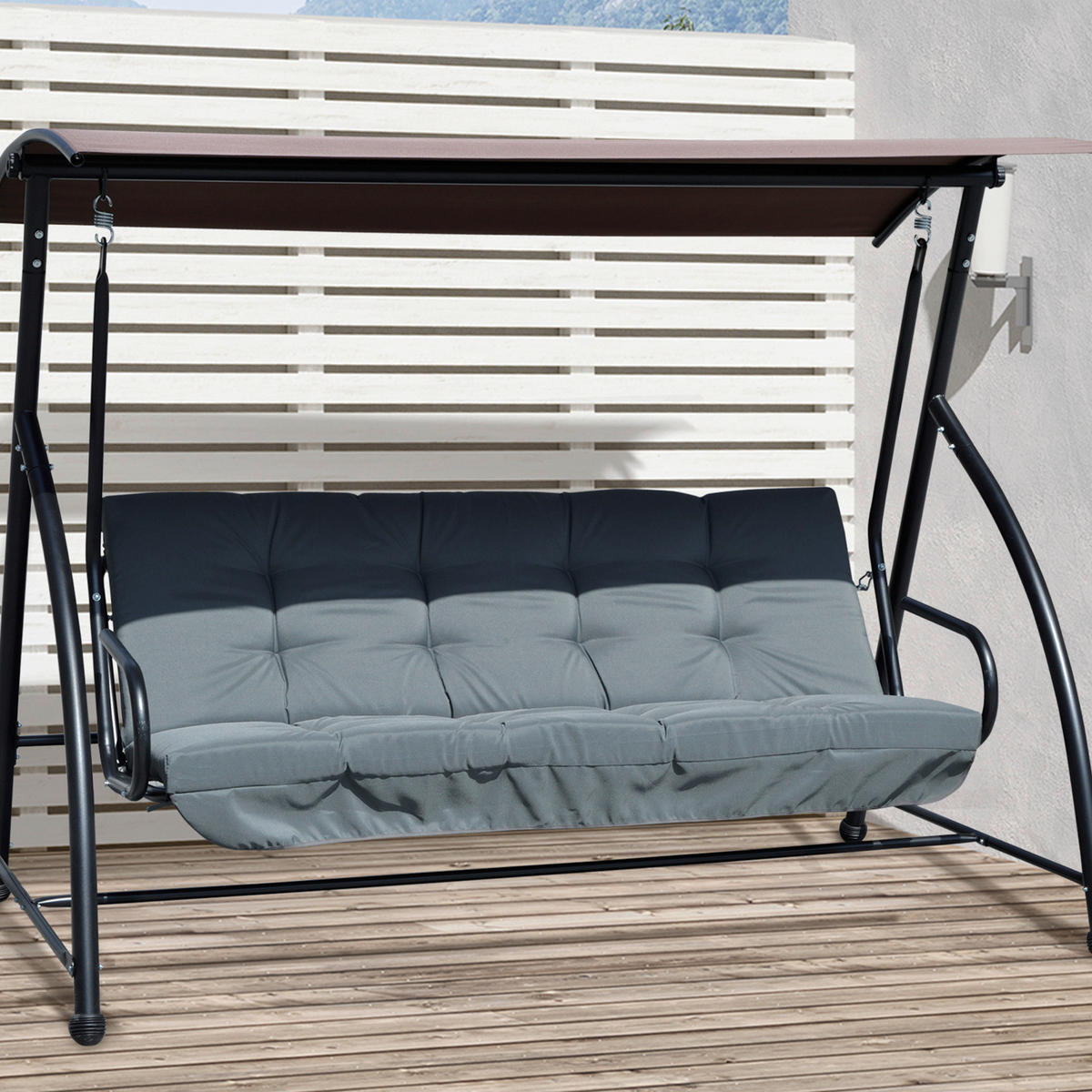 Outsunny Sitzkissen dunkelgrau Schaumstoff B/H/L: ca. 100x8x170 cm Sitzkissen - dunkelgrau (170,00/100,00/8,00cm) - Outsunny