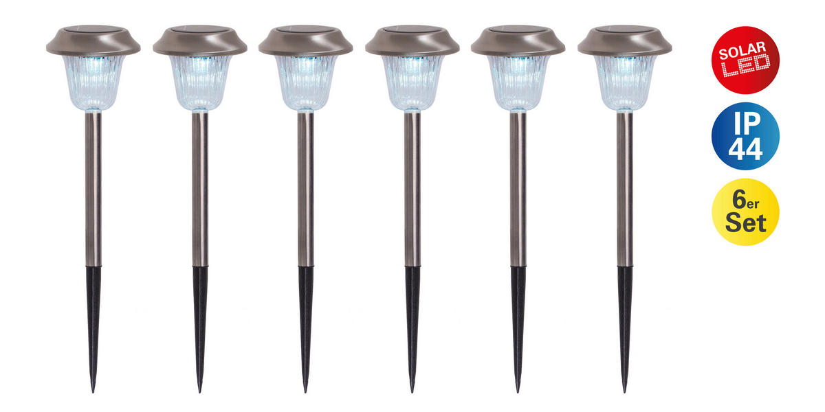 4er Set LED-Außenleuchte 4043306 silber H: ca. 39 cm 4er Set LED Außenleuchte - silber (39,00cm) - Näve Leuchten