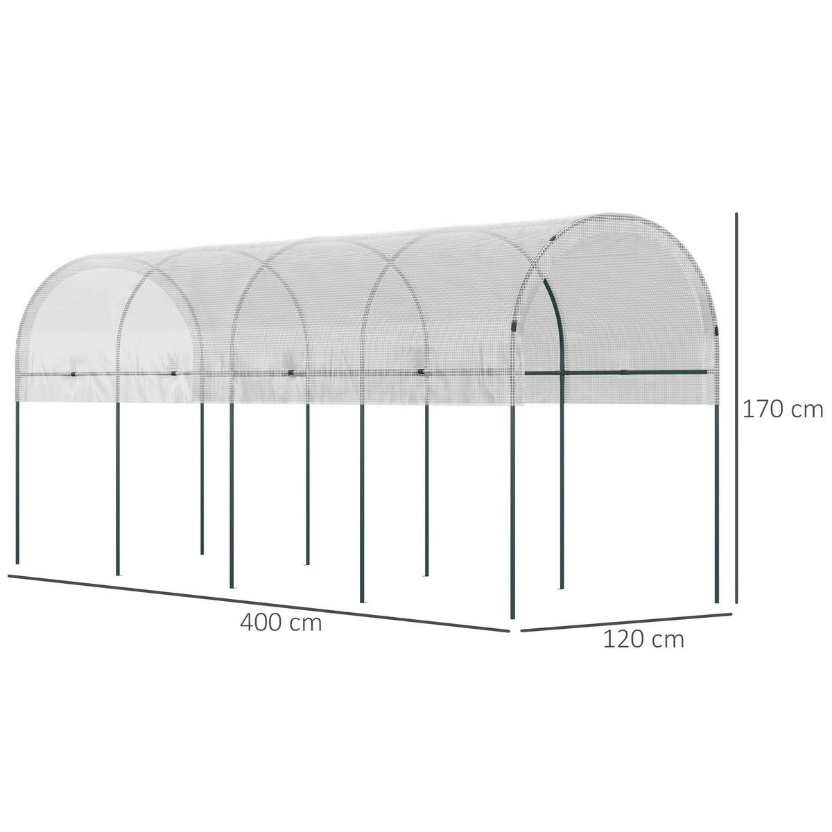 Outsunny Tomatengewächsüberdachung B/H/L: ca. 120x170x400 cm Tomatengewächsüberdachung - weiß (400,00/120,00/170,00cm) - Outsunny