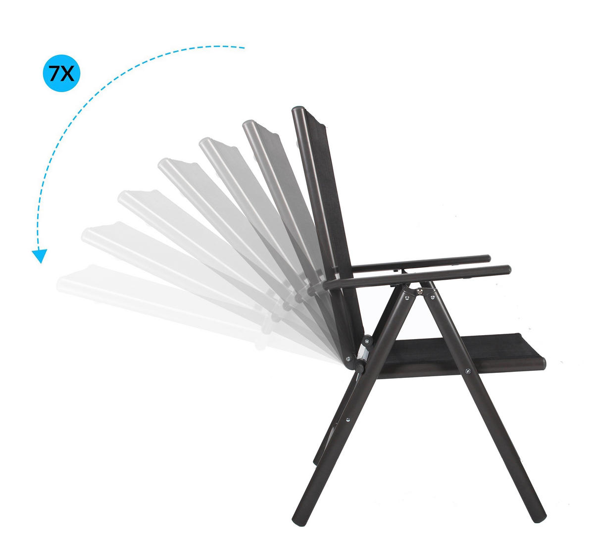 VCM Klappsessel-Set Sonlas anthrazit Textilene B/H/T: ca. 56x105x64 cm Sonlas - anthrazit (56,00/105,00/64,00cm) - VCM