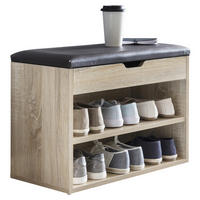 Schuhbank dunkelbraun Eiche Sonoma Nachbildung B/H/T: ca. 60x40x30 cm Schuhbank - Eiche/dunkelbraun (60,00/40,00/30,00cm) - Wohnling