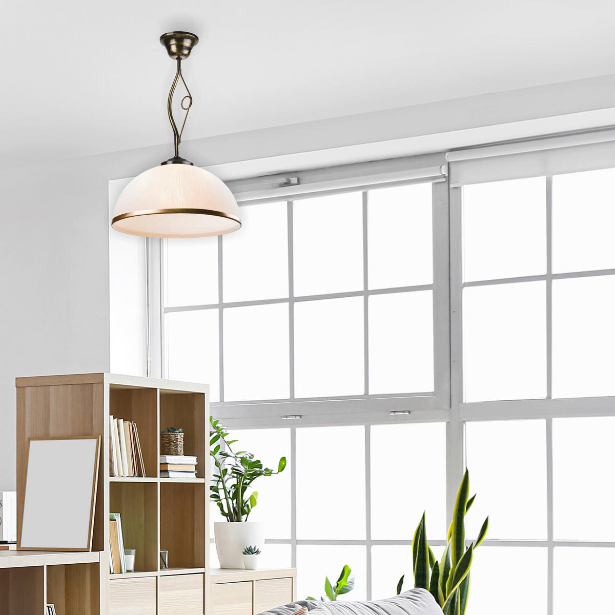 Lamkur Deckenleuchte schwarz Glas Stahl B/H/L: ca. 32,5x45x32,5 cm E27 1 Brennstellen RETRO - schwarz (32,50/32,50/45,00cm) - Lamkur