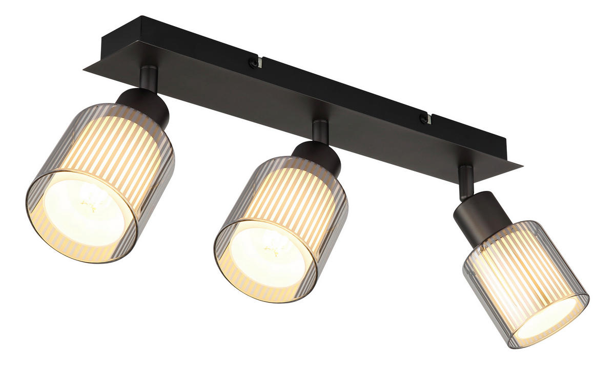 GLOBO Strahler schwarz Chrom Metall Glas B/H/L: ca. 11x41,5x17 cm E14 3 Brennstellen Strahler-Villegas - schwarz/Chrom (17,00/11,00/41,50cm) - GLOBO