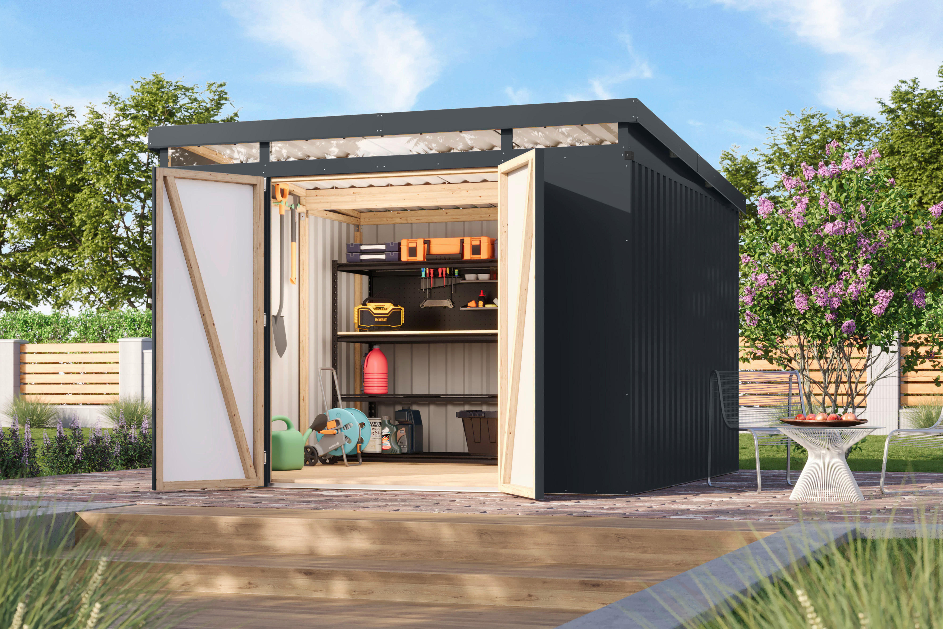 Karibu Gartenhaus IIndra 3,5 anthrazit B/H/T: ca. 289x213x289 cm IIndra 3,5 - anthrazit (289,00/213,00/289,00cm) - Karibu