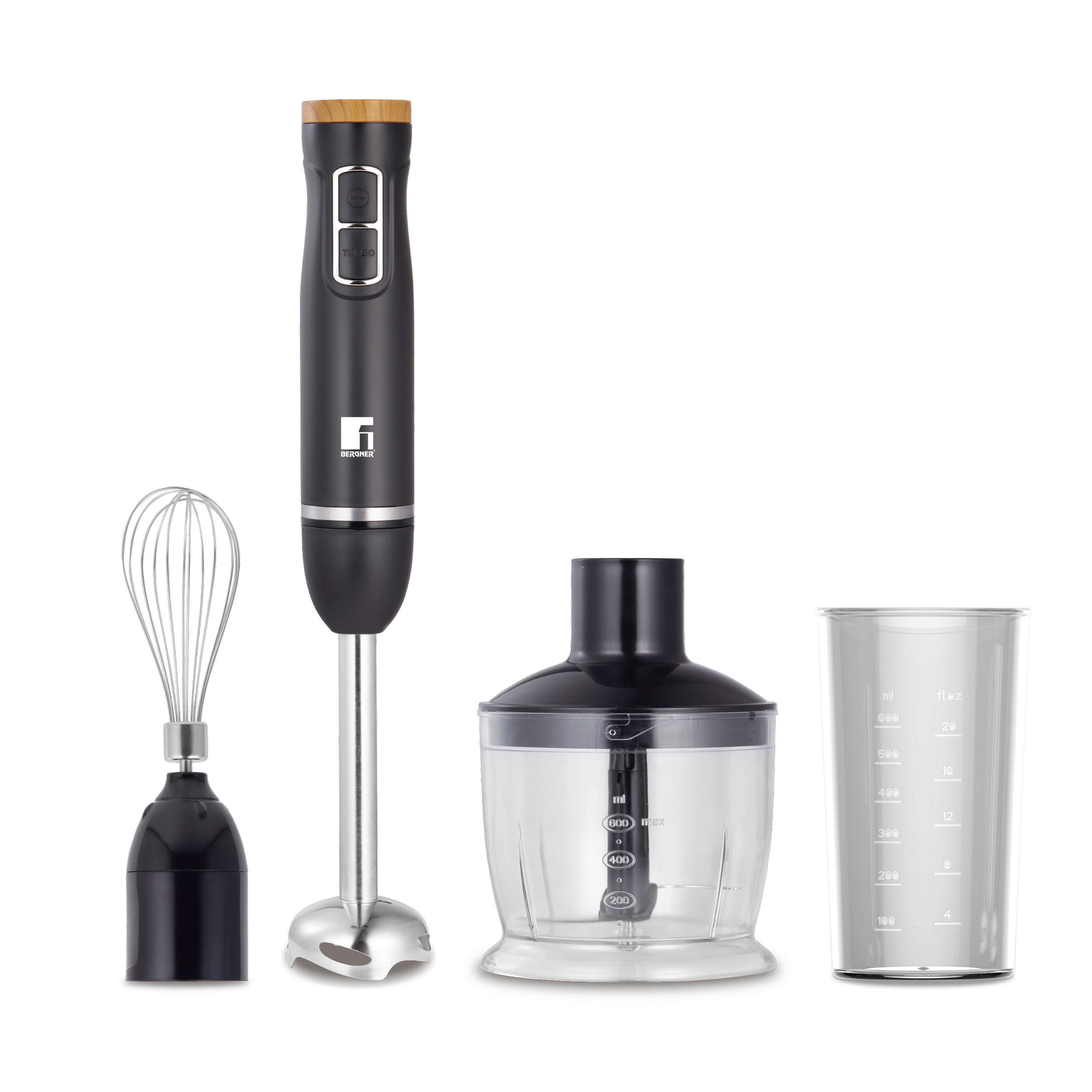 BERGNER Stabmixer-Set schwarz silber Edelstahl B/H/L: ca. 14,2x23,2x24,5 cm CHARCOAL - schwarz/silber (24,50/14,20/23,20cm) - BERGNER