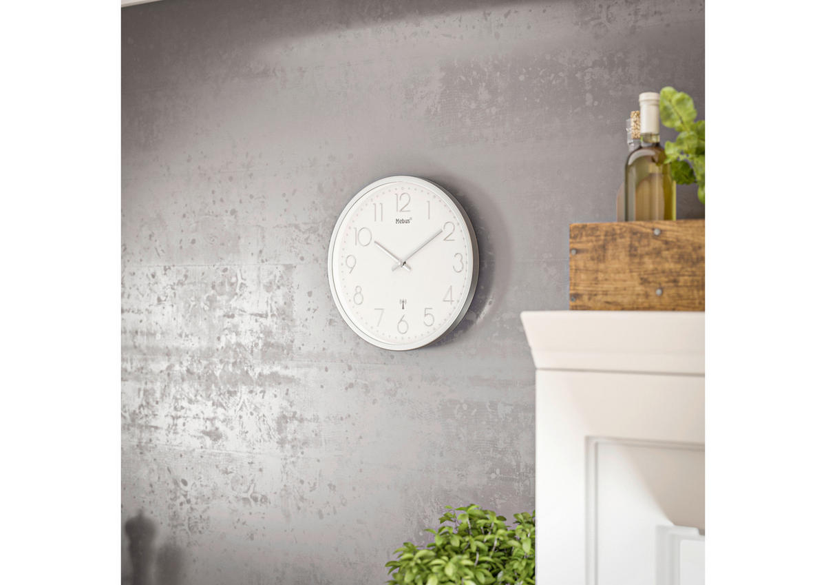 Mebus Wanduhr weiß D: ca. 25 cm Wanduhr_Funk - weiß (25,00cm) - Mebus