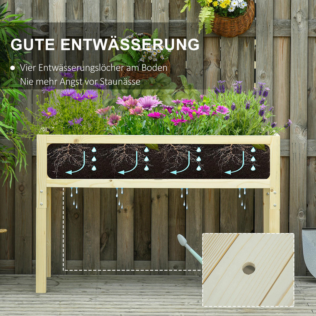 Outsunny Hochbeet natur B/H/L: ca. 56x76x115 cm Hochbeet - natur (115,00/56,00/76,00cm) - Outsunny