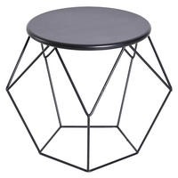 HOMCOM Beistelltisch schwarz Stahl H/D: ca. 44x54 cm Beistelltisch - schwarz (54,00/44,00cm) - HOMCOM
