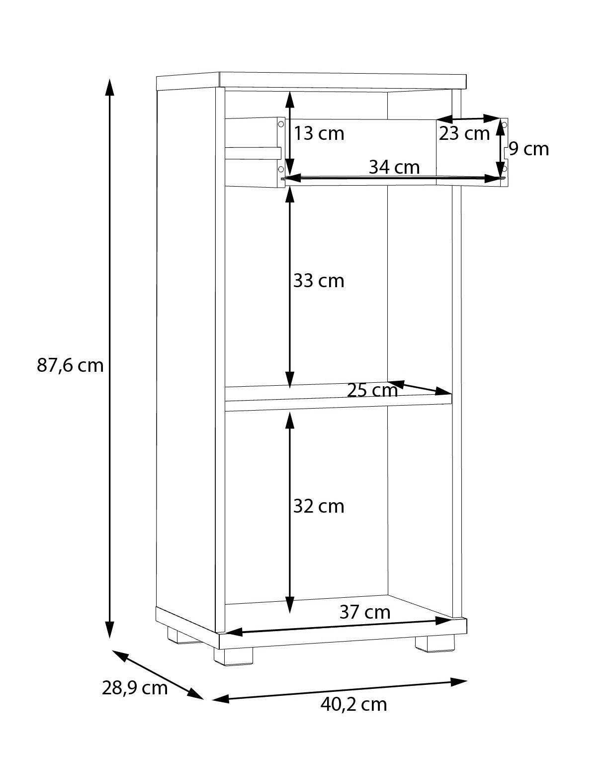 Badkommode  Eiche Artisan Nachbildung salbei B/H/T: ca. 40x88x29 cm Champ_Badkommode CMPK072-M934 - Eiche/salbei (40,00/88,00/29,00cm)