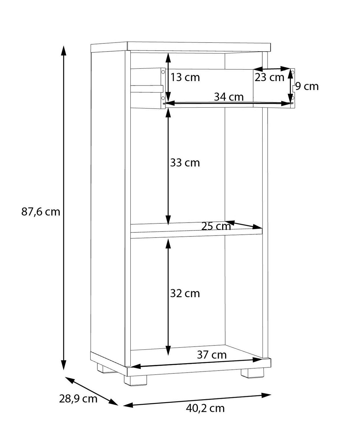 Badkommode  Eiche Artisan Nachbildung salbei B/H/T: ca. 40x88x29 cm Champ_Badkommode CMPK072-M934 - Eiche/salbei (40,00/88,00/29,00cm)