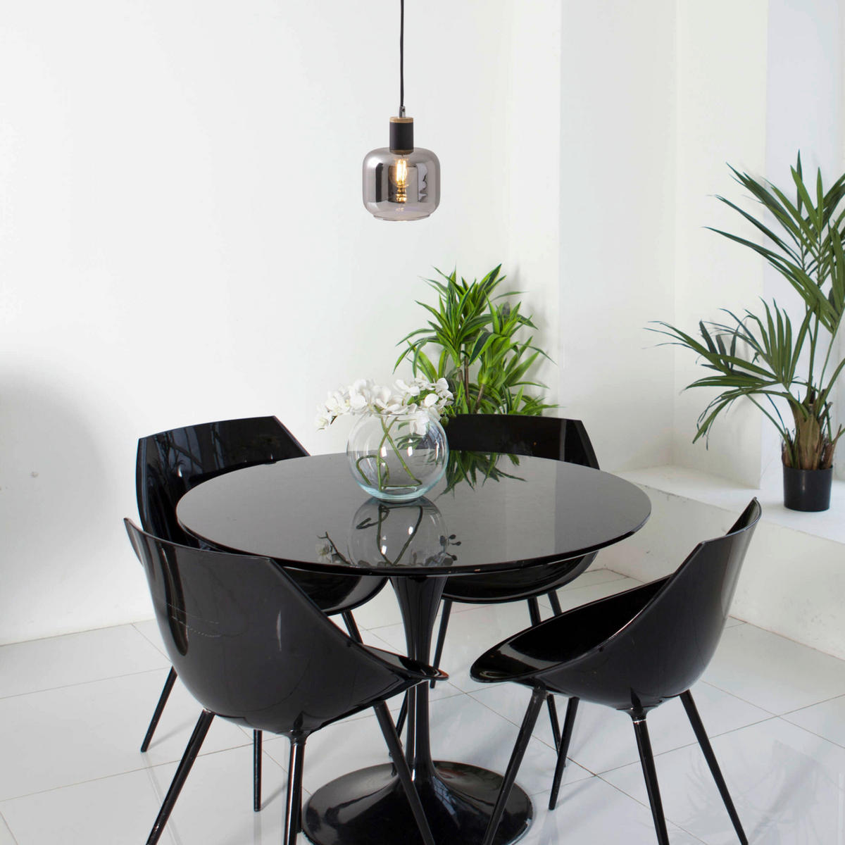 Näve Leuchten Pendelleuchte 6116622 schwarz Glas Metall B/H/T: ca. 13x120x13 cm E14 1 Brennstellen Fumoso - schwarz (13,00/120,00/13,00cm) - Näve Leuchten