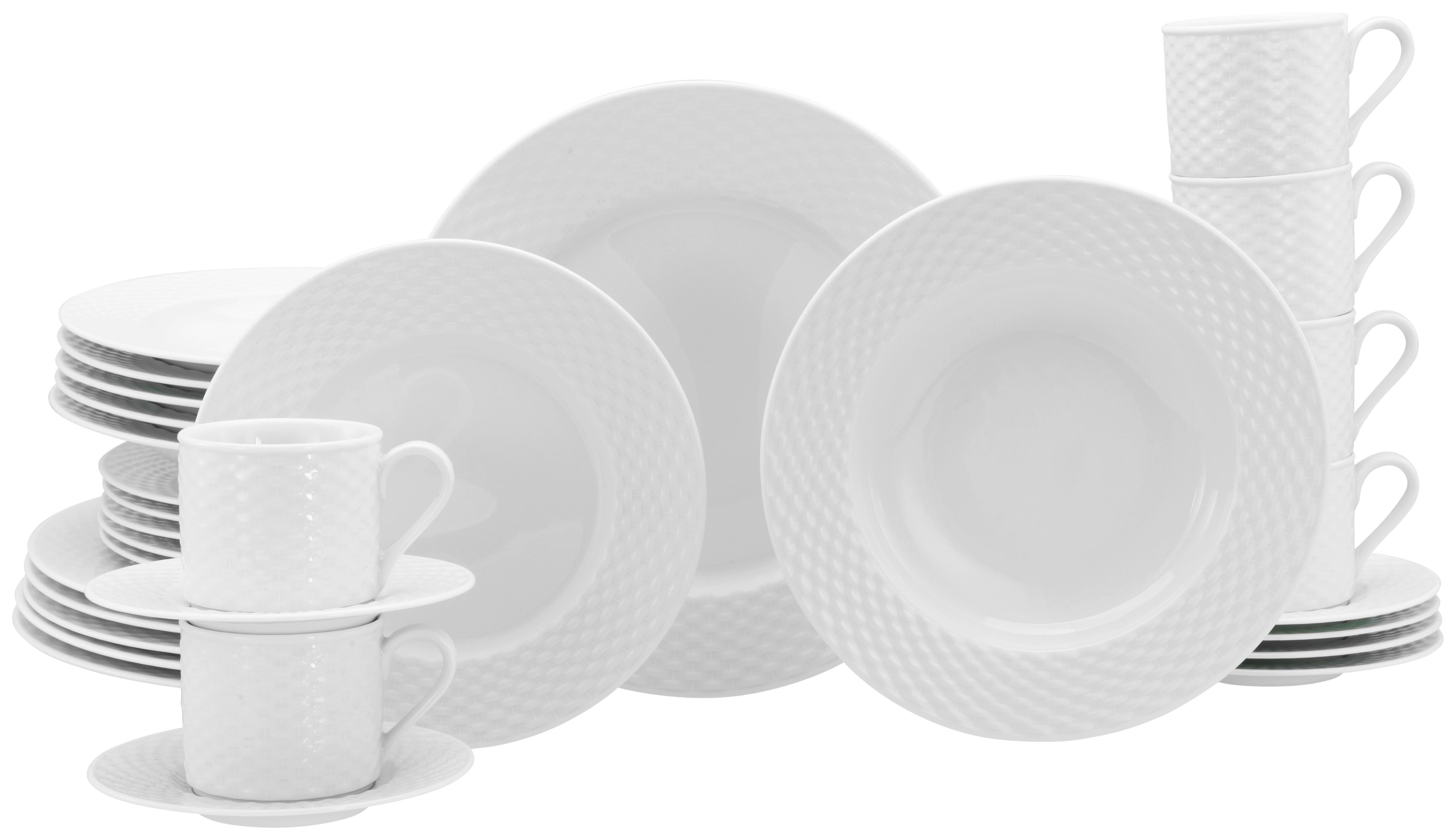 CreaTable Kombiservice Polo weiß Porzellan 30 tlg. Polo - weiß - CreaTable