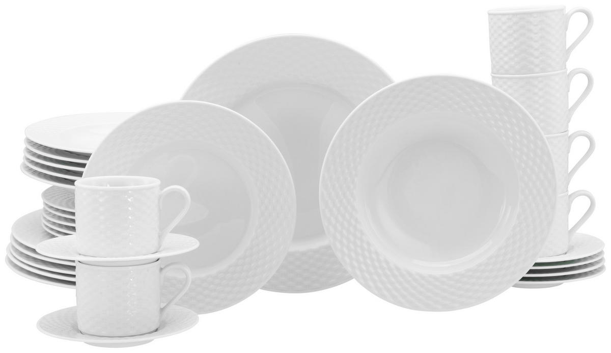 CreaTable Kombiservice Polo weiß Porzellan 30 tlg. Polo - weiß - CreaTable