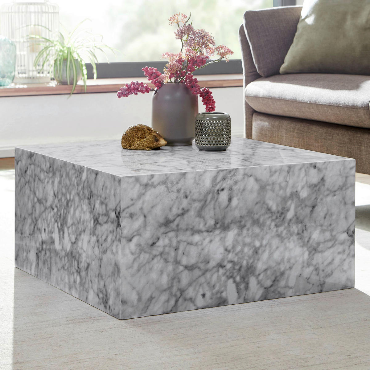 Couchtisch weiß B/H/T: ca. 60x30x60 cm Couchtisch MONOBLOC - weiß (60,00/30,00/60,00cm) - Wohnling