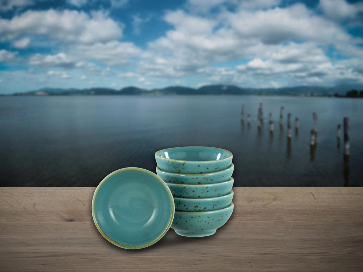 CreaTable Schalen-Set NATURE COLLECTION türkis Steinzeug D: ca. 8 cm NATURE COLLECTION - türkis (8,00cm) - CreaTable