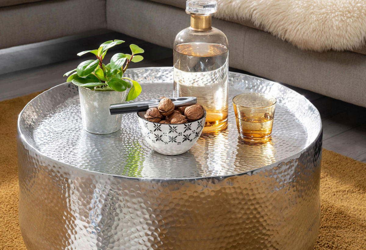 Couchtisch silber B/H/T: ca. 60x35x60 cm Couchtisch - silber (60,00/35,00/60,00cm) - Wohnling
