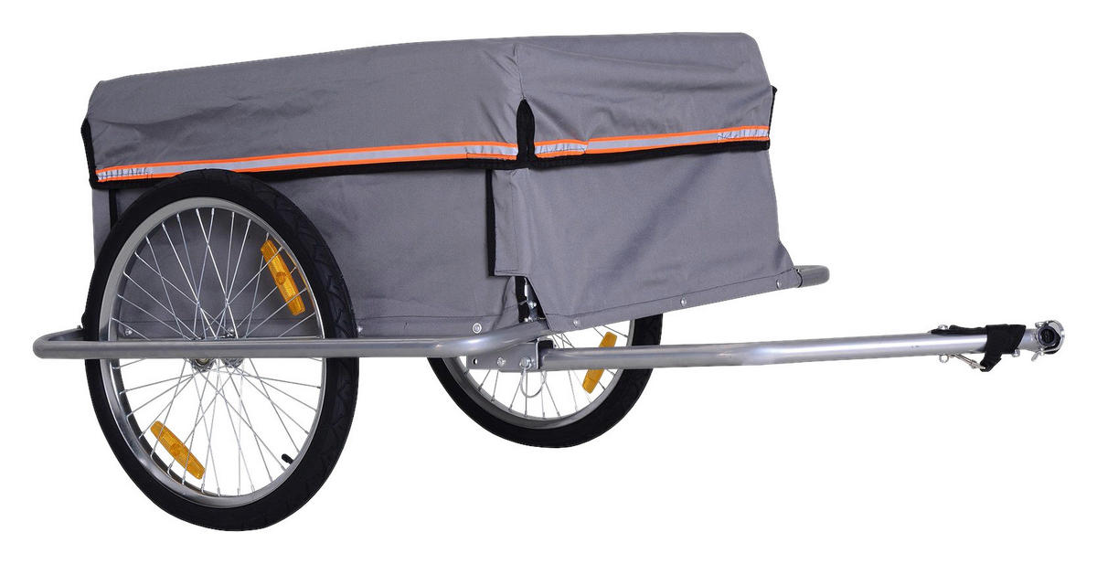 HOMCOM Fahrradanhänger grau grau B/H/L: ca. 88x140x60 cm Transportanhänger - grau (60,00/88,00/140,00cm) - HOMCOM