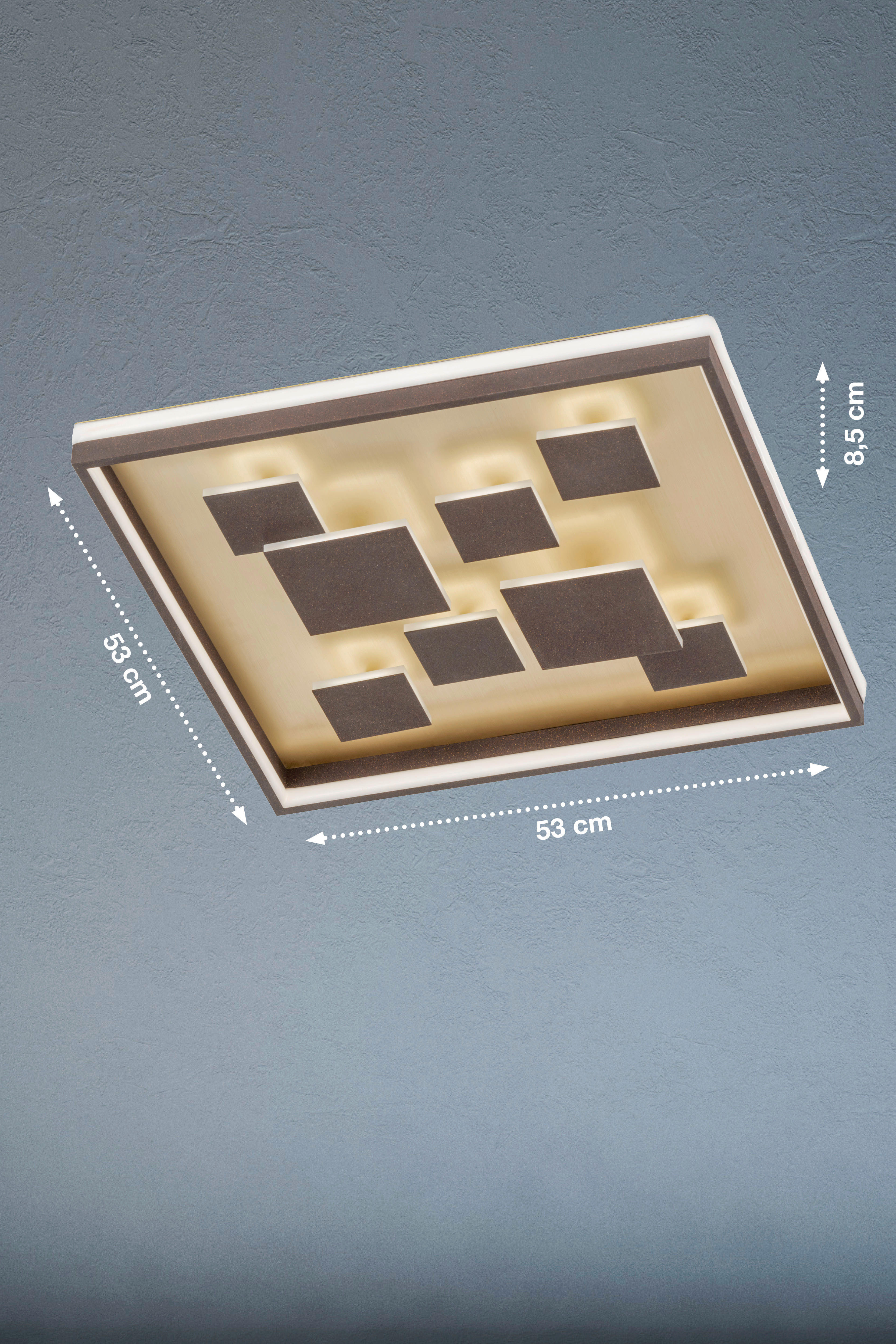 Fischer & Honsel LED-Deckenleuchte 20119 braun rost Metall B/H/T: ca. 53x8x53 cm 1 Brennstellen Rico - braun/rost (53,00/8,00/53,00cm) - Fischer & Honsel