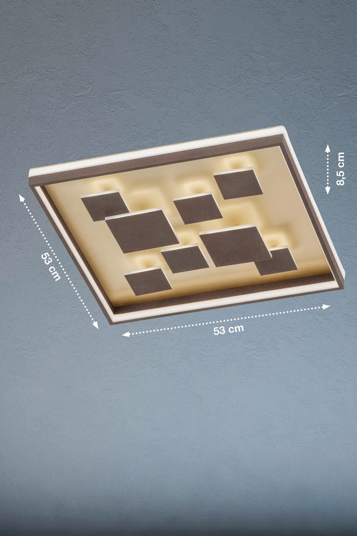 Fischer & Honsel LED-Deckenleuchte 20119 braun rost Metall B/H/T: ca. 53x8x53 cm 1 Brennstellen Rico - braun/rost (53,00/8,00/53,00cm) - Fischer & Honsel