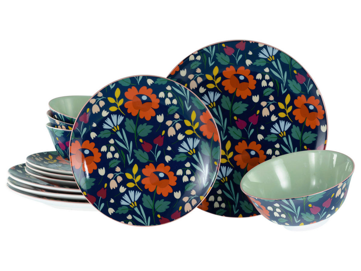 CreaTable Teller-Set Folklore bunt Steinzeug Folklore - bunt - CreaTable