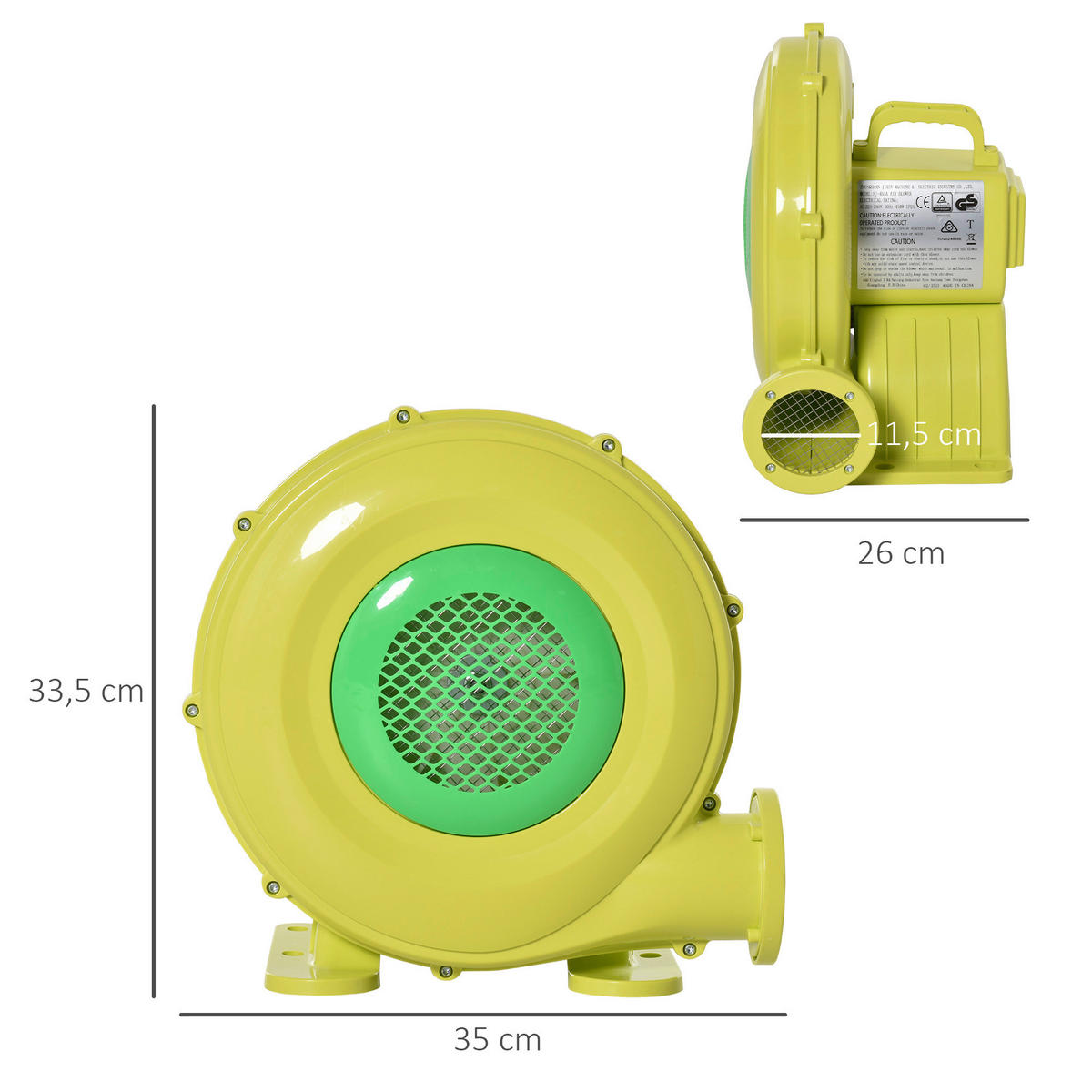 Outsunny Luftpumpe leichter Transport gelb Kunststoff B/H/L: ca. 26x34x35 cm Luftpumpe 342-029V90 - gelb/grün (35,00/26,00/34,00cm) - Outsunny