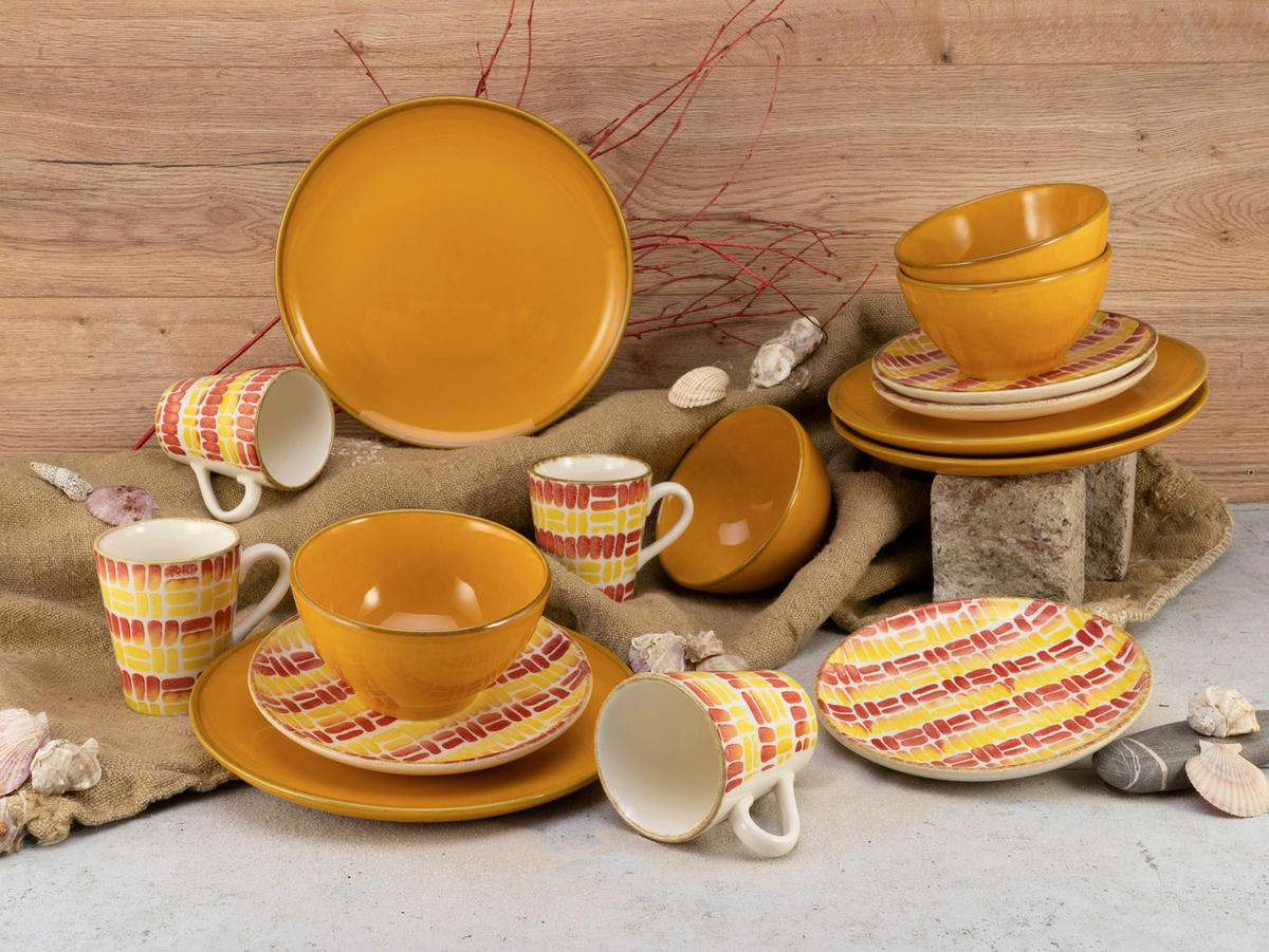 CreaTable Kombiservice MARBELLA orange Steingut 16 tlg. MARBELLA - orange - CreaTable