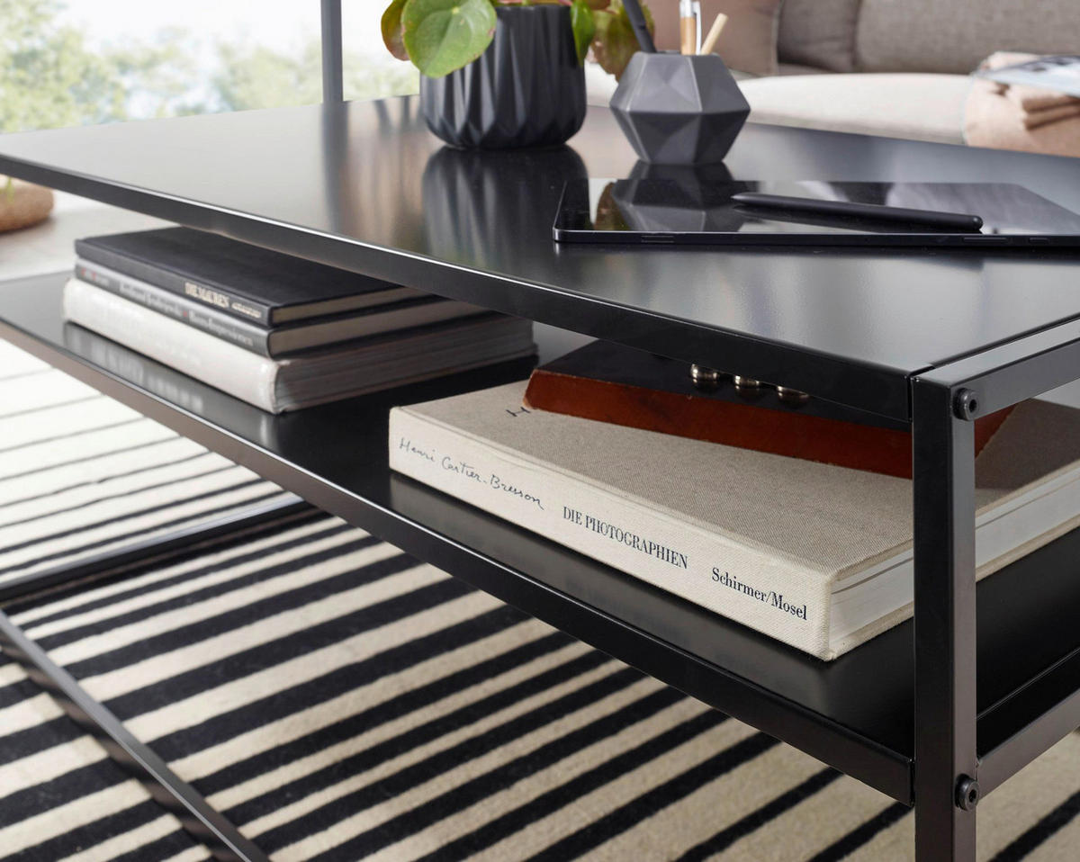 Couchtisch schwarz B/H/T: ca. 60x45x100 cm Couchtisch - schwarz (60,00/45,00/100,00cm) - Wohnling