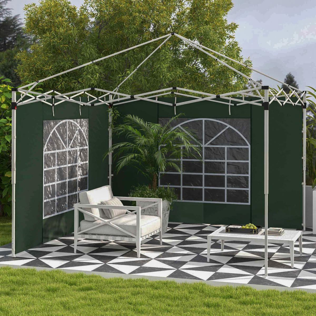 Outsunny Seitenteile für Pavillon grün Polyester B/H/L: ca. 295x195x0,01 cm Seitenteile für Pavillon - grün (0,01/295,00/195,00cm) - Outsunny