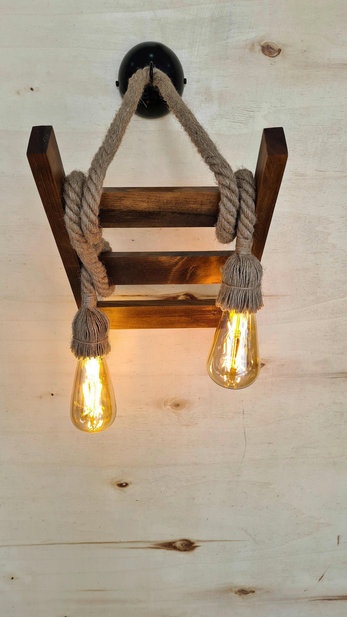 Opviq Wandleuchte nussbaum Kiefer B/H/L: ca. 25x23x45 cm E27 1 Brennstellen Merdiven Halat Aplik - nussbaum (45,00/25,00/23,00cm) - Opviq