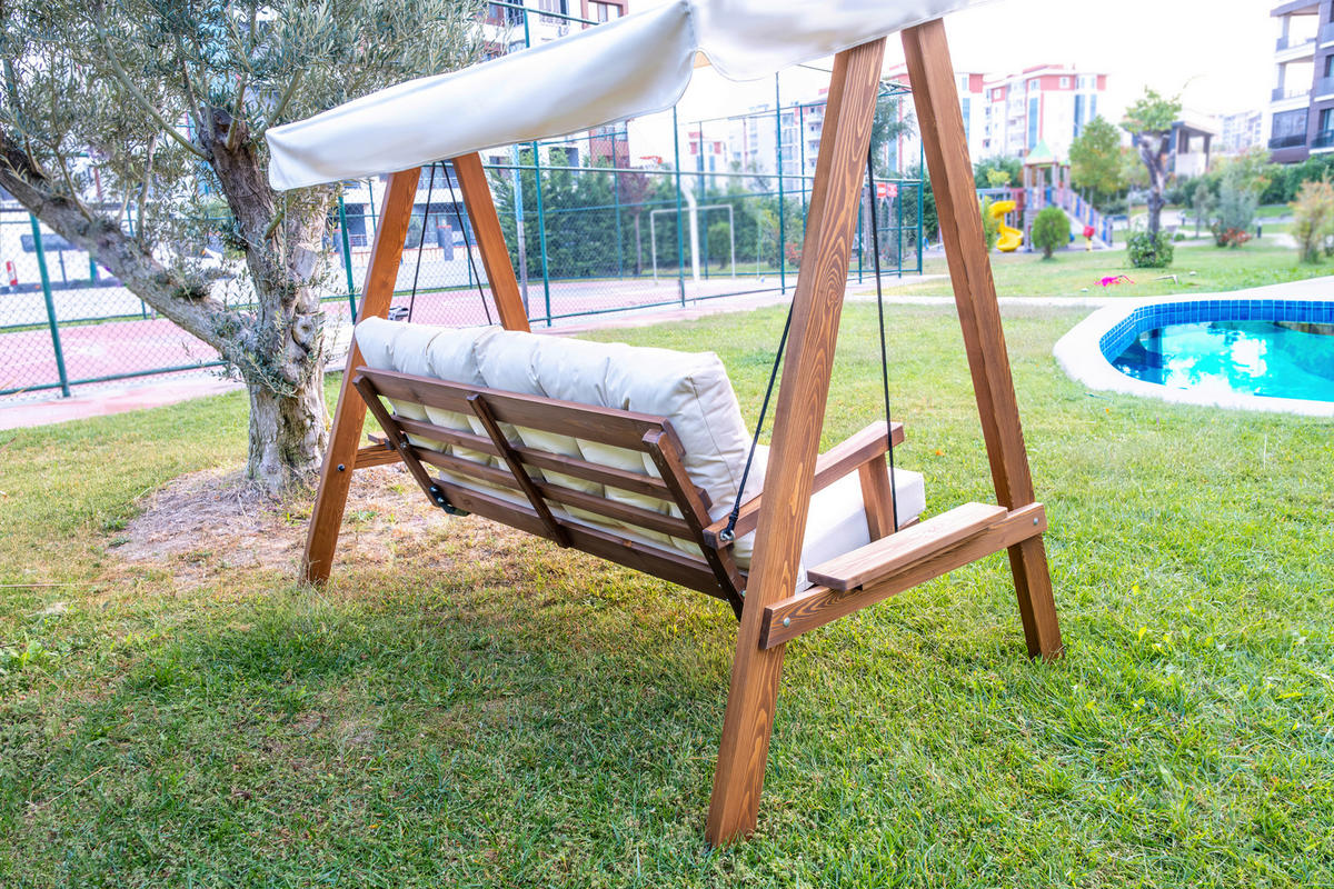 Westmann Hollywoodschaukel Pera beige Holz B/H/L: ca. 203x180x116 cm Pera - beige (116,00/203,00/180,00cm) - Westmann