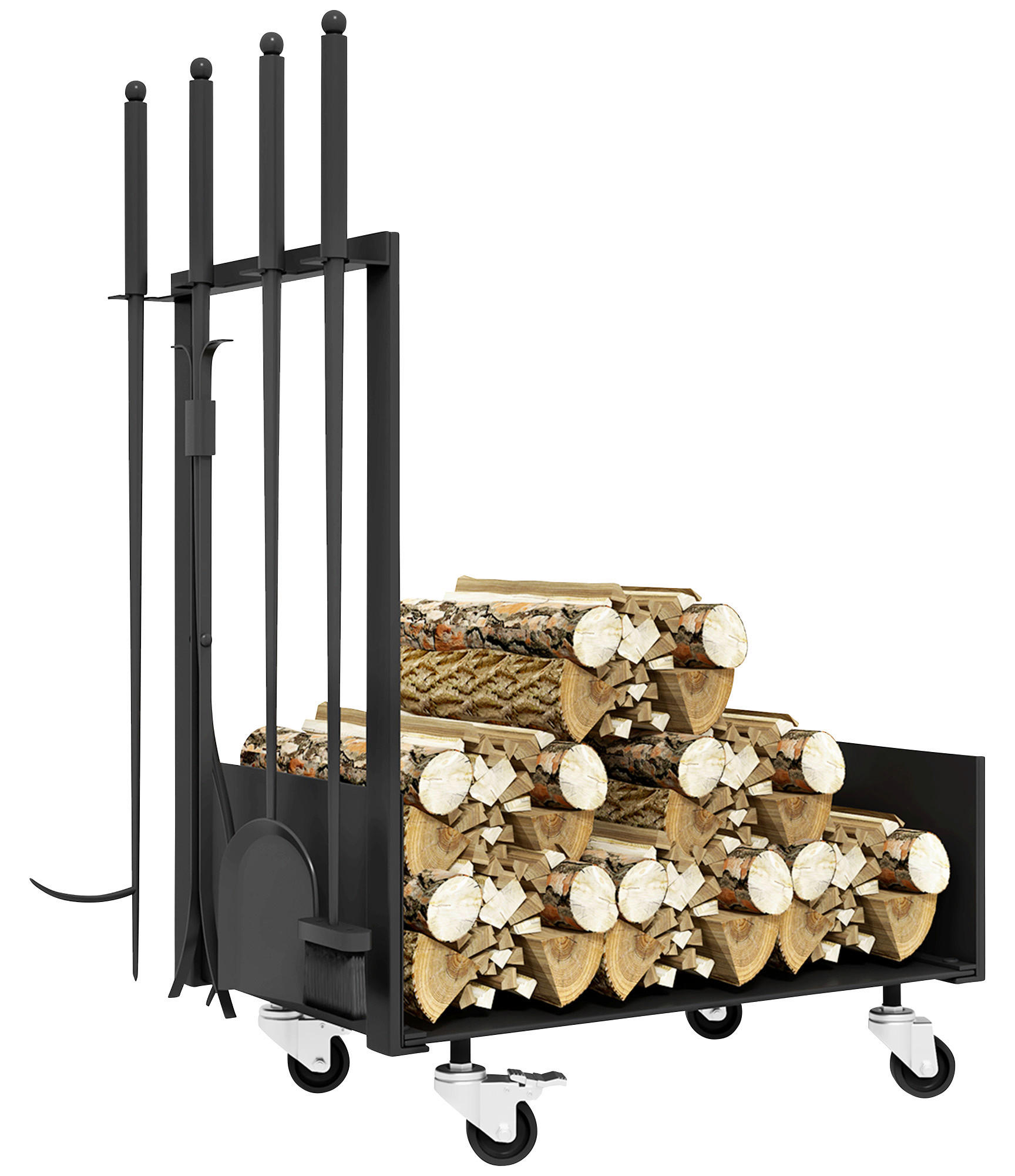 Outsunny Kaminholzständer schwarz B/H/L: ca. 30x76x48 cm Kaminholzständer - schwarz (48,00/30,00/76,00cm) - Outsunny