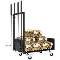 Outsunny Kaminholzständer schwarz B/H/L: ca. 30x76x48 cm Kaminholzständer - schwarz (48,00/30,00/76,00cm) - Outsunny