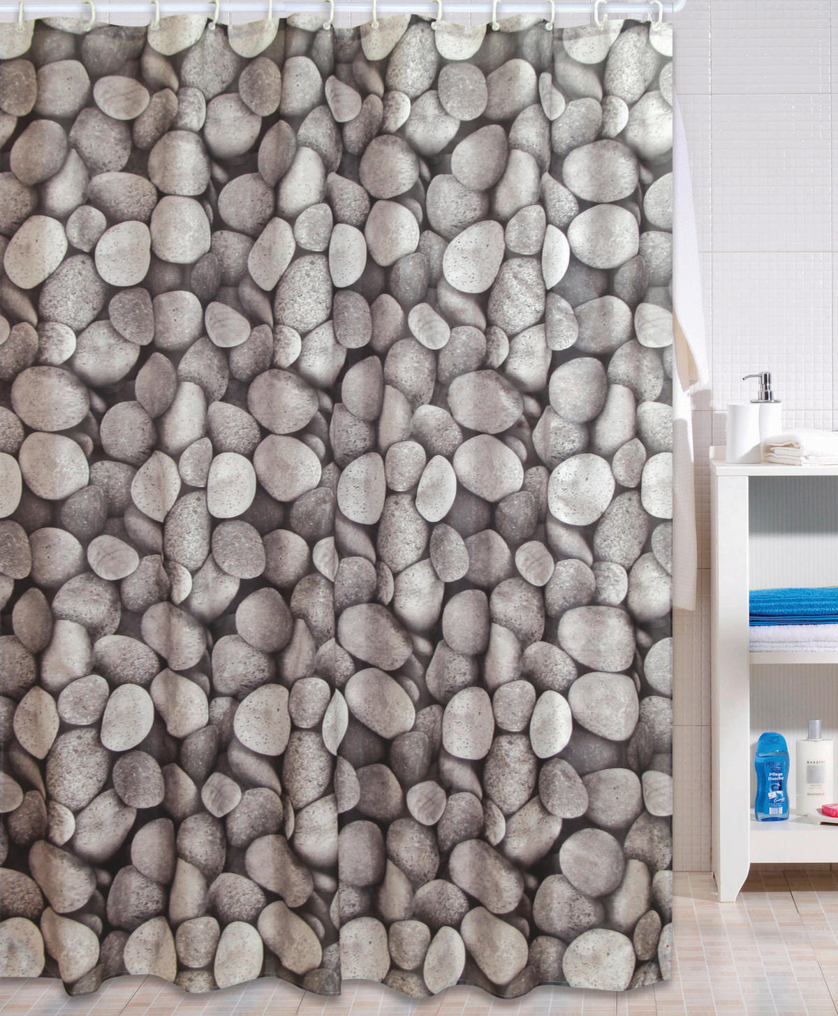 Duschvorhang grau Polyester-Mischgewebe B/L: ca. 180x200 cm Duschvorhang_Stone - grau (180,00/200,00cm) - Acus