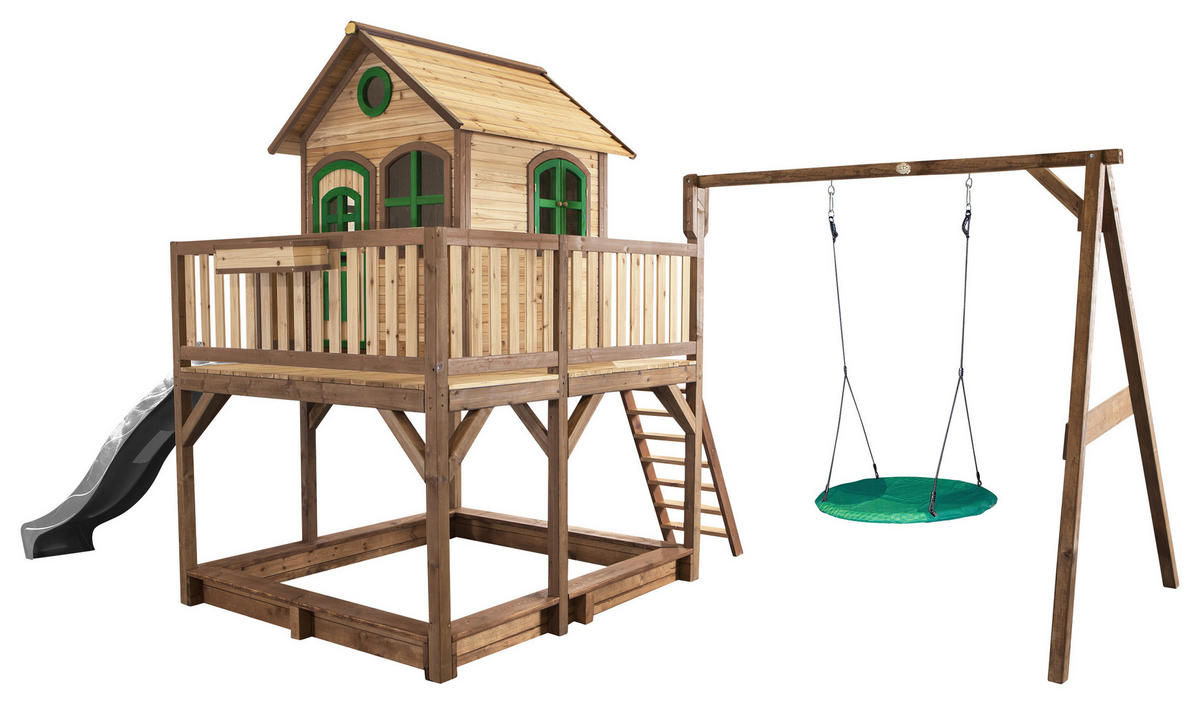 AXI Spielhaus Liam braun B/H/L: ca. 541x291x277 cm Liam - braun/grün (277,00/541,00/291,00cm) - AXI