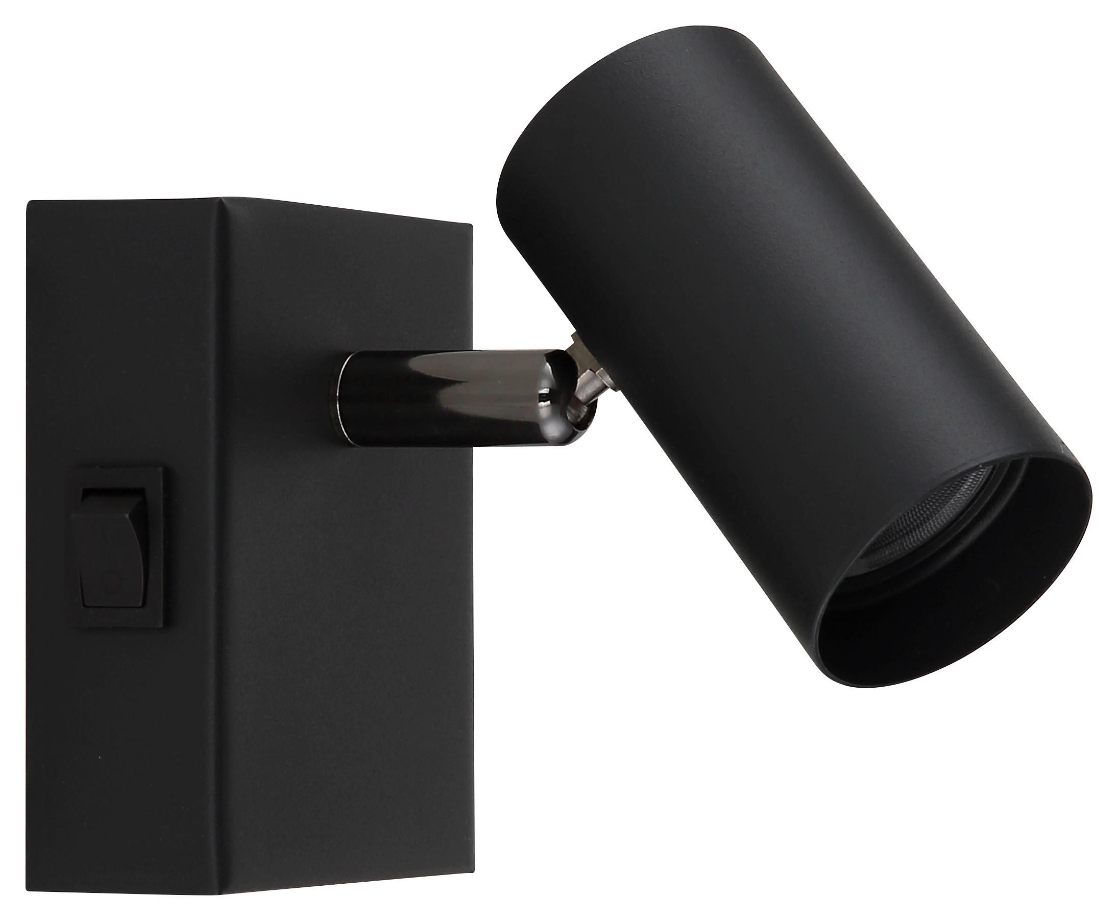 GLOBO Strahler Chrom schwarz Aluminium Metall B/H/L: ca. 9,5x8x12 cm 1 Brennstellen Strahler-Este - schwarz/Chrom (12,00/9,50/8,00cm) - GLOBO