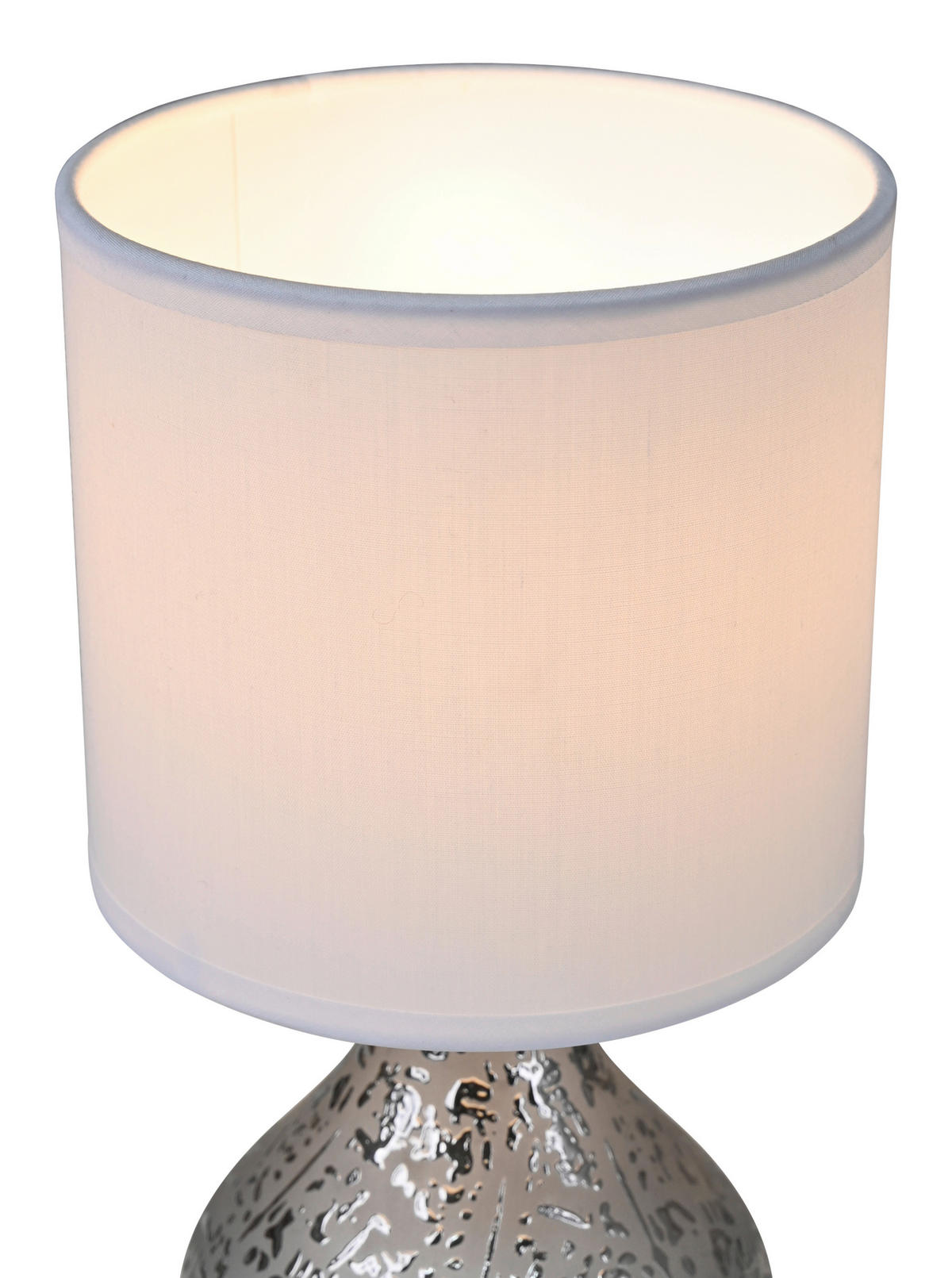 POCOline Keramik_Tischleuchte silber Keramik B/H/L: ca. 14x25x14 cm E14 1 Brennstellen Tischleuchte-Keramik_Auri - silber (14,00/14,00/25,00cm) - POCOline