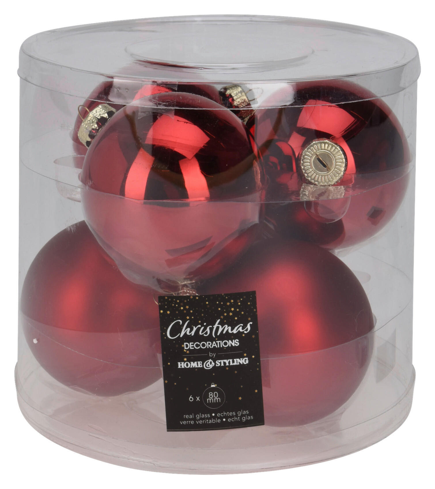 Weihnachtskugel rot D: ca. 8 cm Weihnachtskugeln_6erSet - rot (8,00cm)