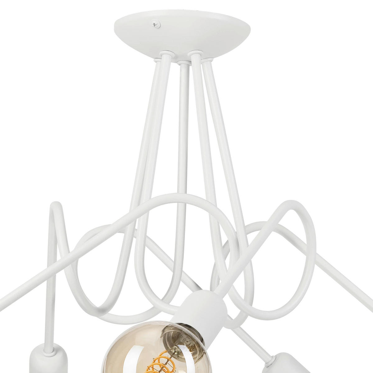 Lamkur Kronleuchter weiß Stahl B/H/L: ca. 39x54x54 cm E27 5 Brennstellen Lizzy - weiß (54,00/39,00/54,00cm) - Lamkur